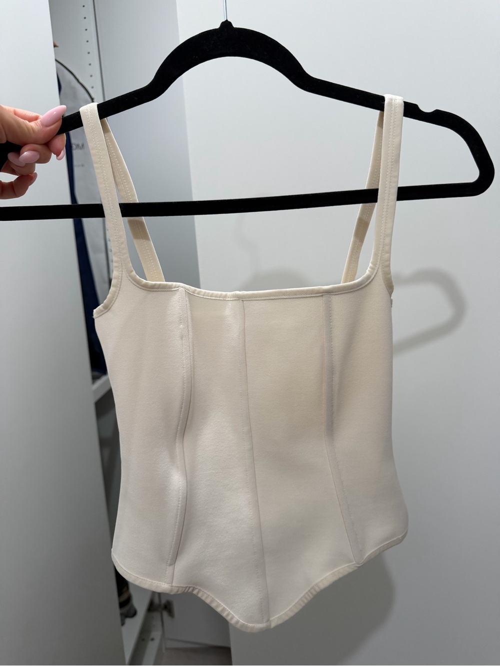 Zara Ivory Square-Neck Corset Tank Top